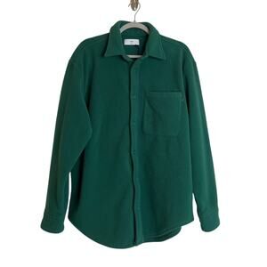 TNA Aritzia Polar Shirt Jacket Size 3 (L) Green Fleece Button Up Shacket NWOT